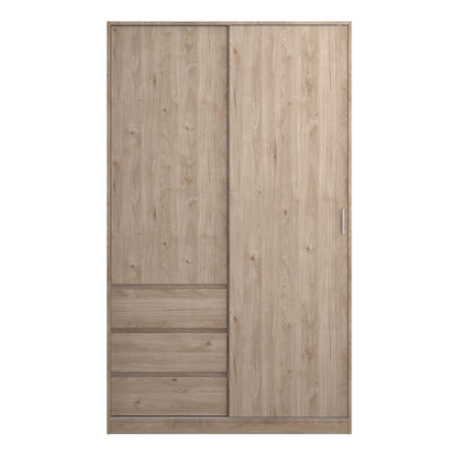 Budapest Natural Oak Effect Wood Wardrobe 2 Doors 3 Drawers
