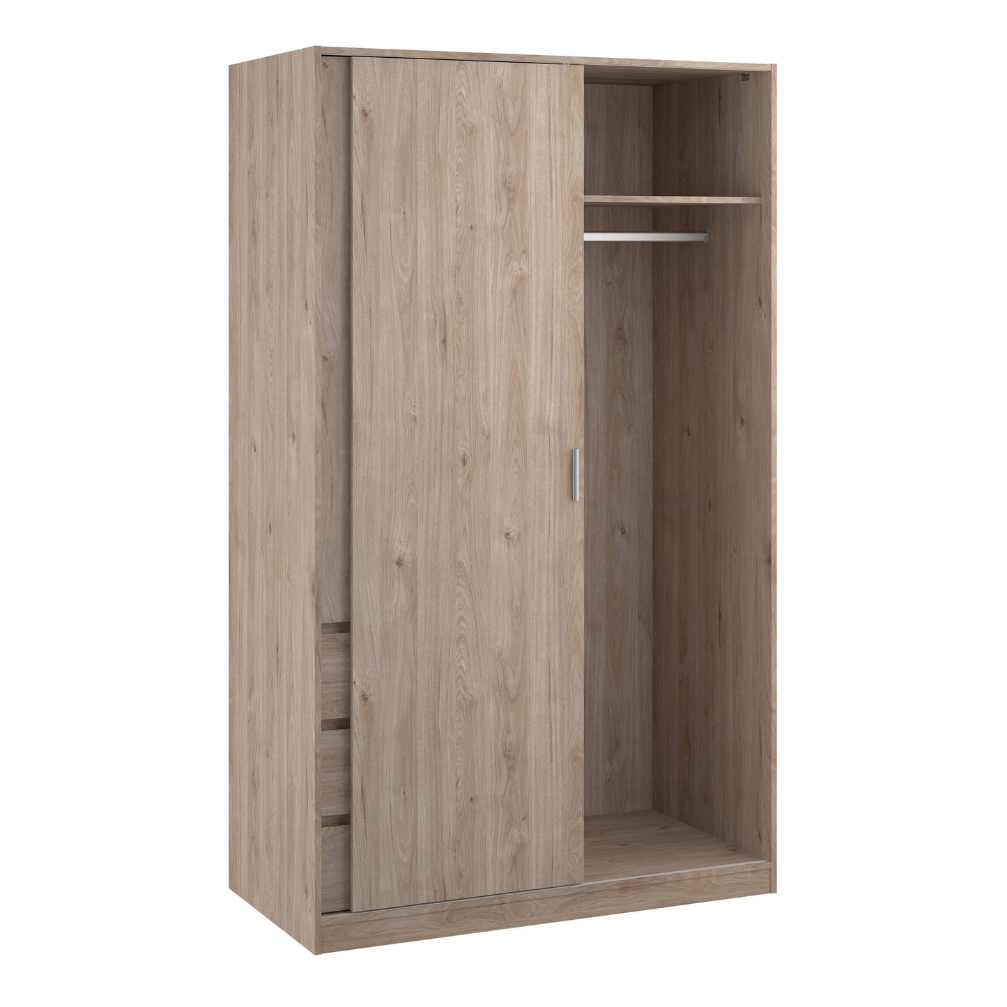 Budapest Natural Oak Effect Wood Wardrobe 2 Doors 3 Drawers