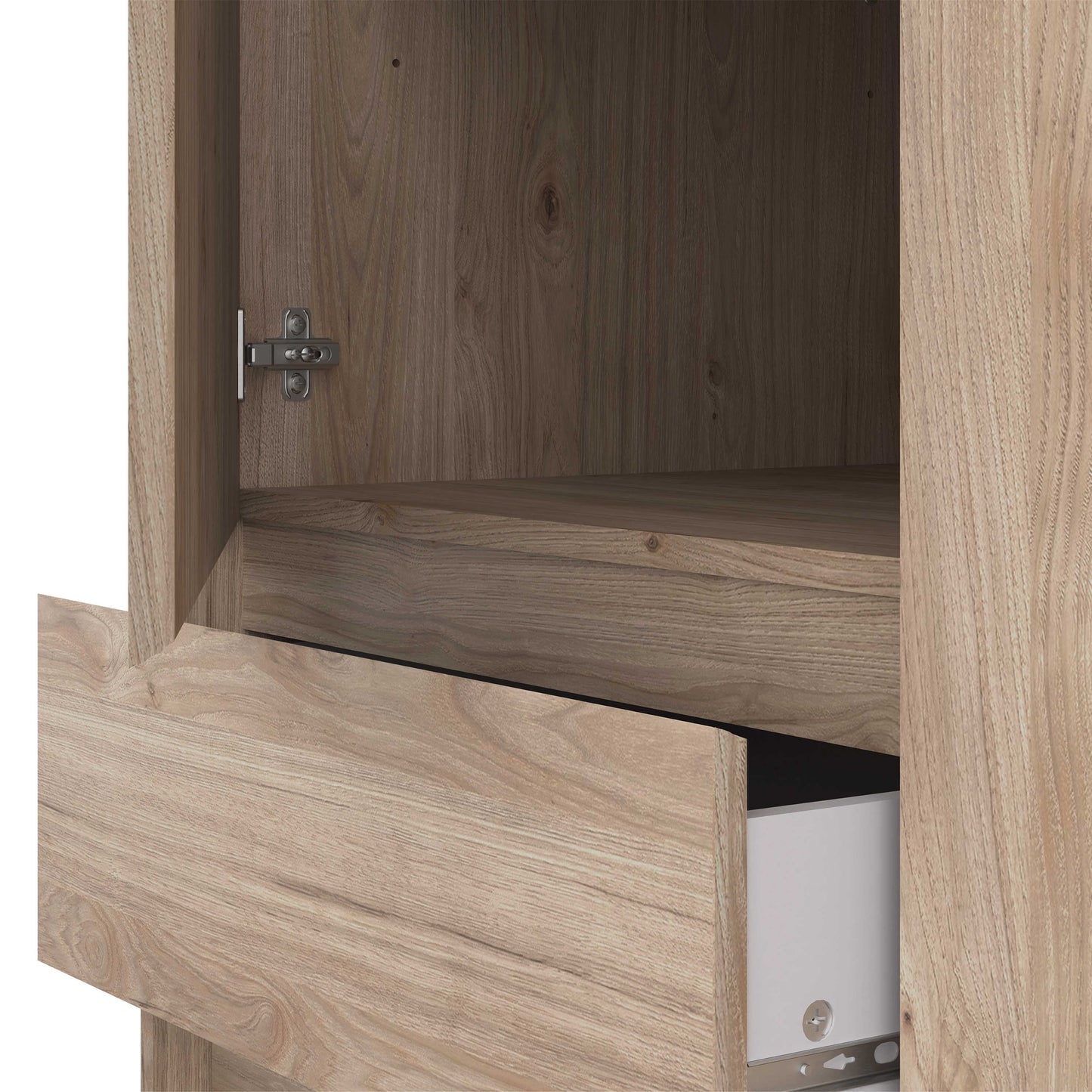 Budapest Natural Oak Effect Wood Wardrobe 2 Doors 3 Drawers