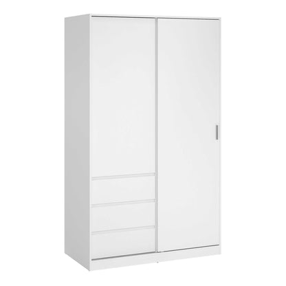 Budapest White Wooden Wardrobe 2 Doors 3 Drawers