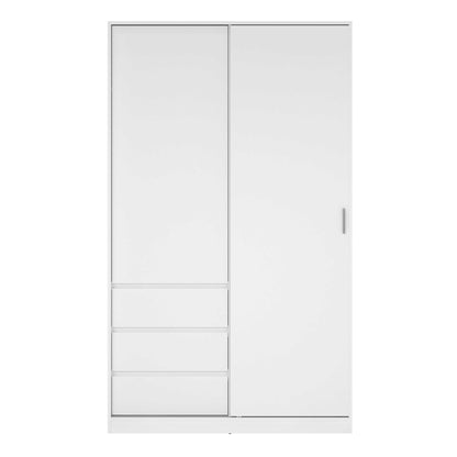 Budapest White Wooden Wardrobe 2 Doors 3 Drawers