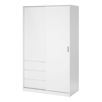 Budapest White Wooden Wardrobe 2 Doors 3 Drawers