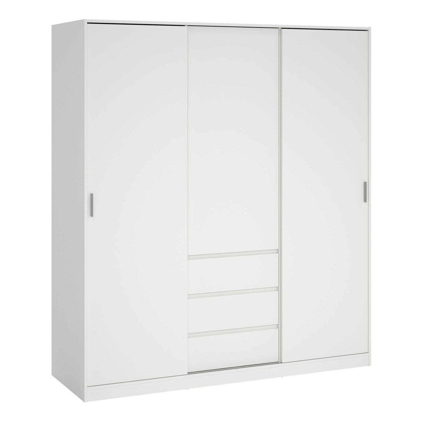 Budapest White Wooden Wardrobe 3 Doors 3 Drawers