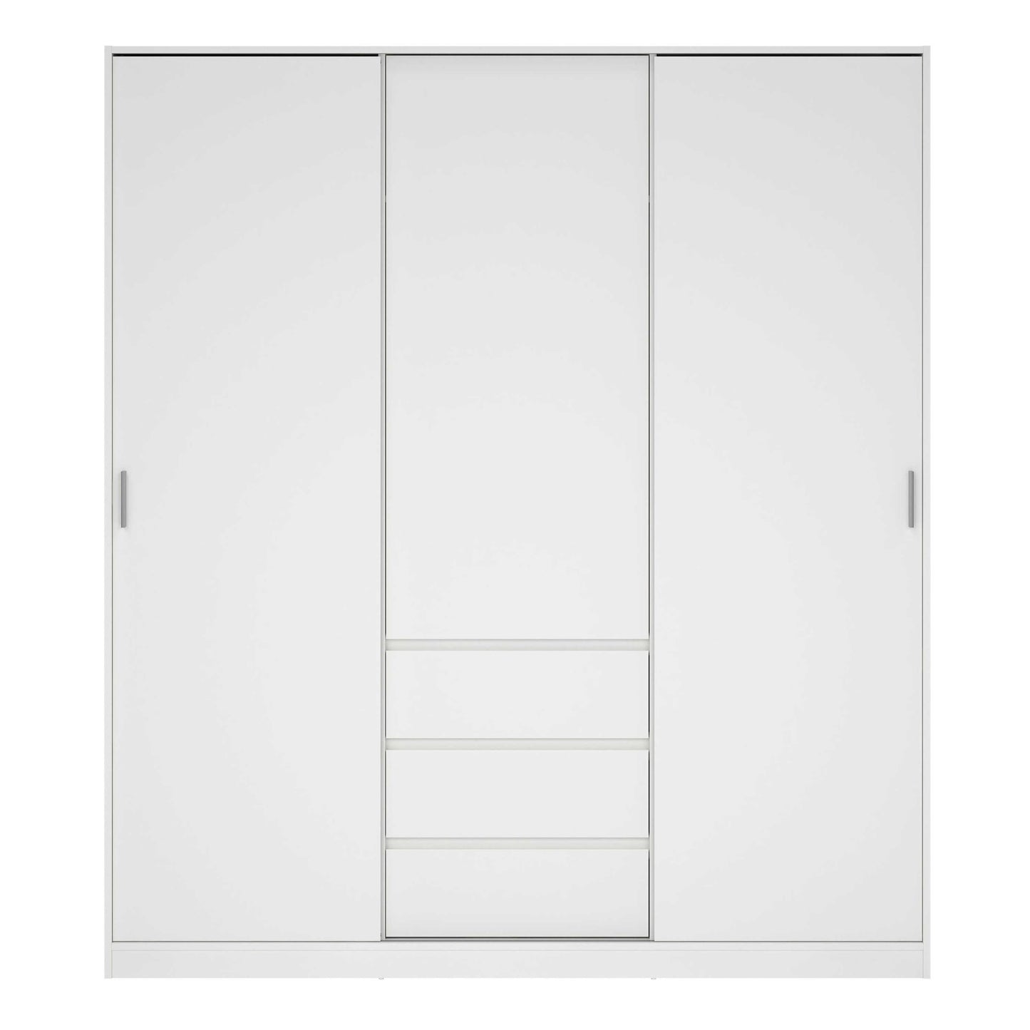 Budapest White Wooden Wardrobe 3 Doors 3 Drawers