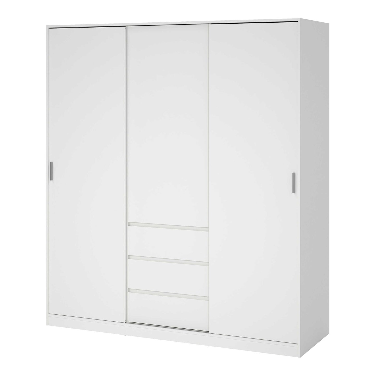 Budapest White Wooden Wardrobe 3 Doors 3 Drawers