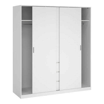 Budapest White Wooden Wardrobe 3 Doors 3 Drawers