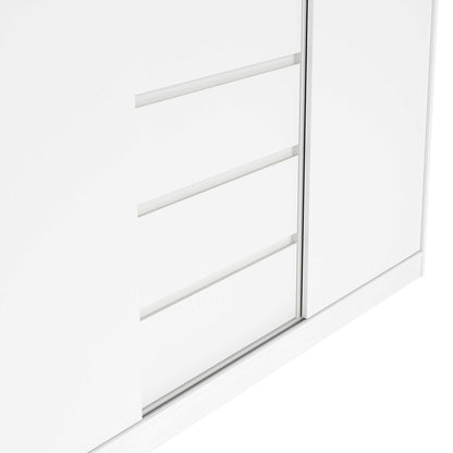 Budapest White Wooden Wardrobe 3 Doors 3 Drawers