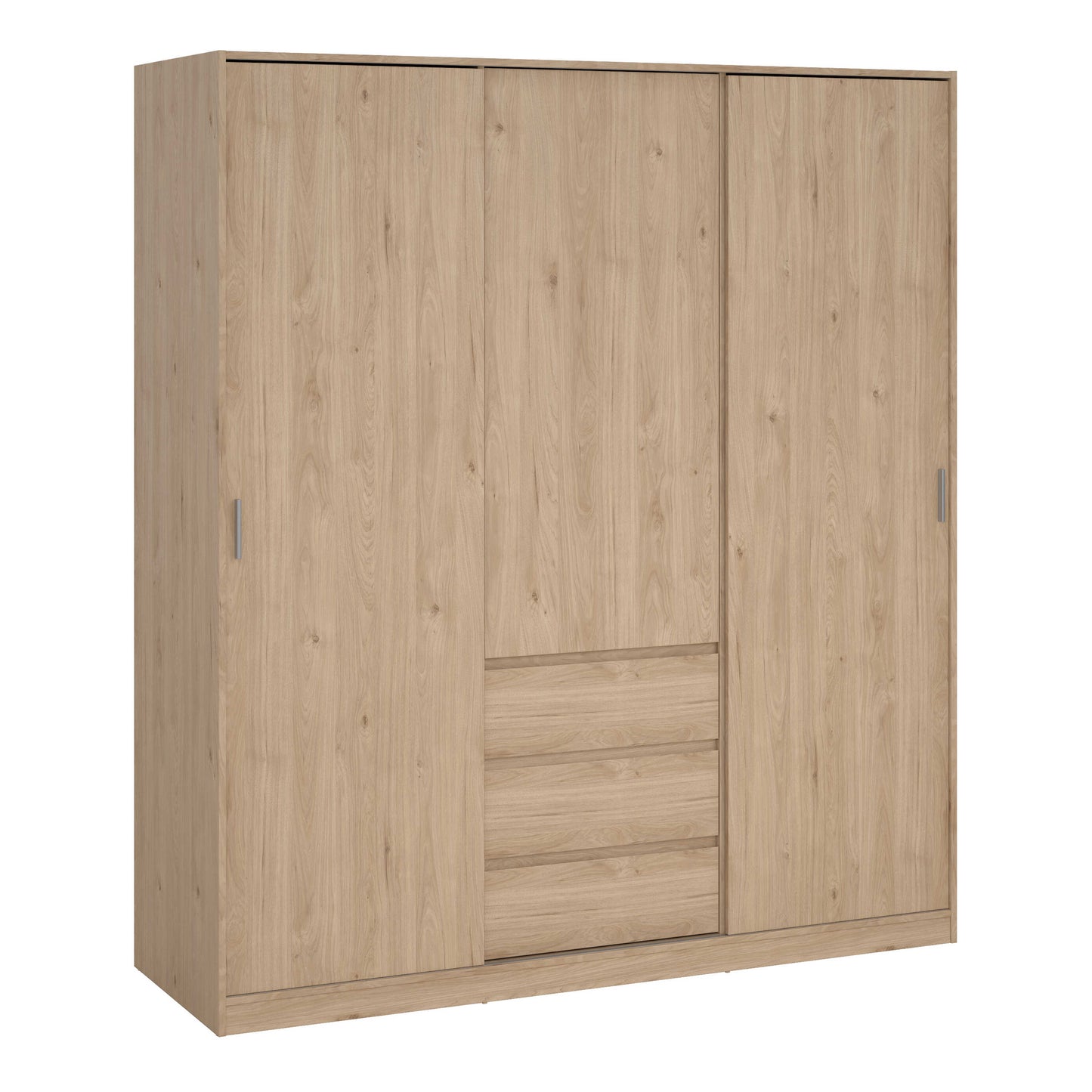 Budapest Natural Oak Effect Wood Wardrobe 3 Doors 3 Drawers