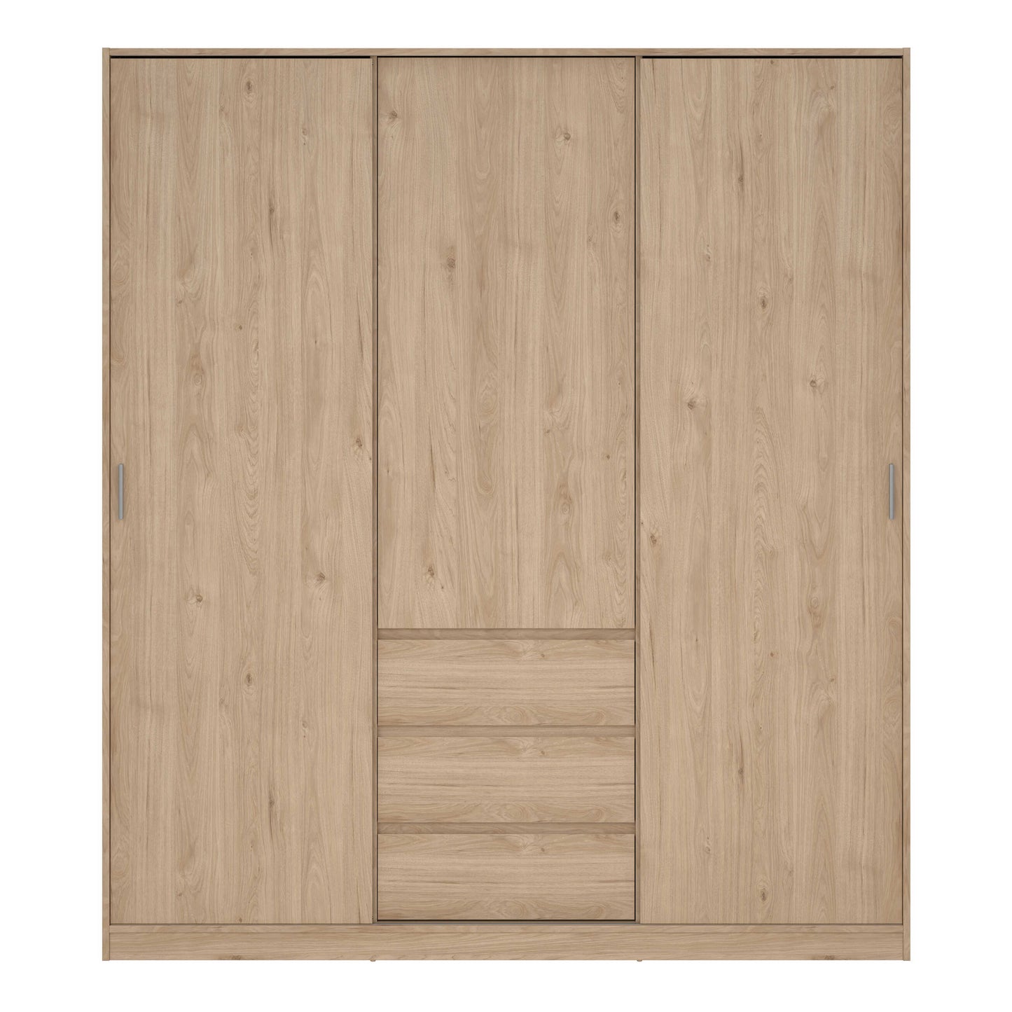 Budapest Natural Oak Effect Wood Wardrobe 3 Doors 3 Drawers