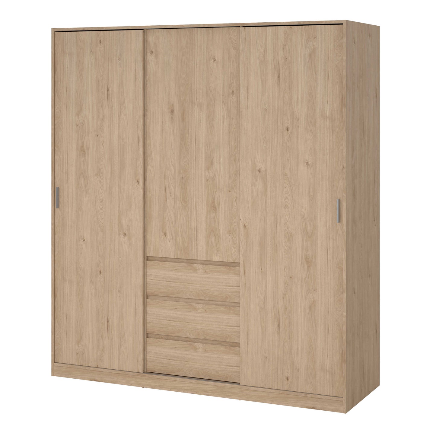 Budapest Natural Oak Effect Wood Wardrobe 3 Doors 3 Drawers
