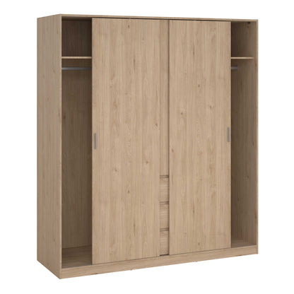 Budapest Natural Oak Effect Wood Wardrobe 3 Doors 3 Drawers