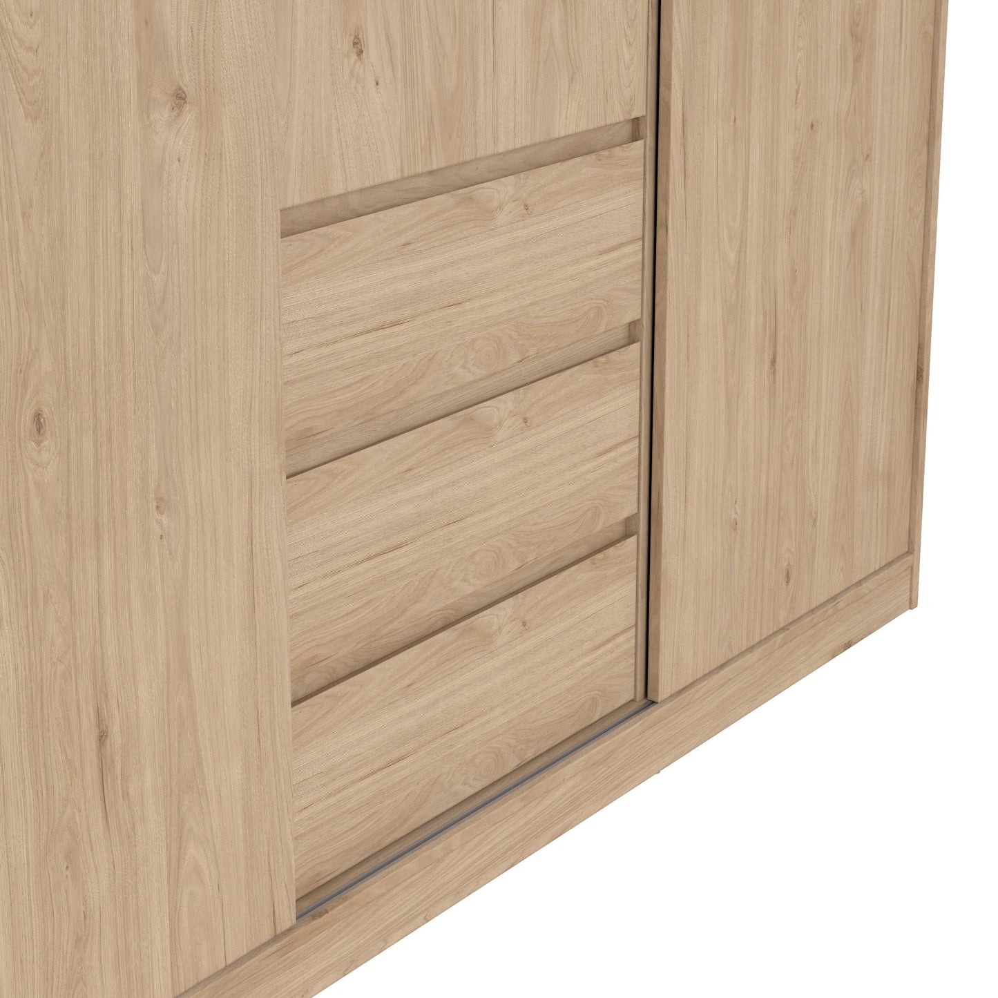 Budapest Natural Oak Effect Wood Wardrobe 3 Doors 3 Drawers