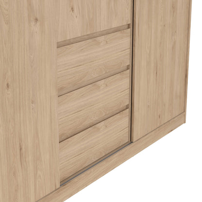 Budapest Natural Oak Effect Wood Wardrobe 3 Doors 3 Drawers