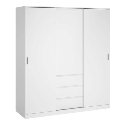 Budapest White Wooden Wardrobe 3 Doors 3 Drawers