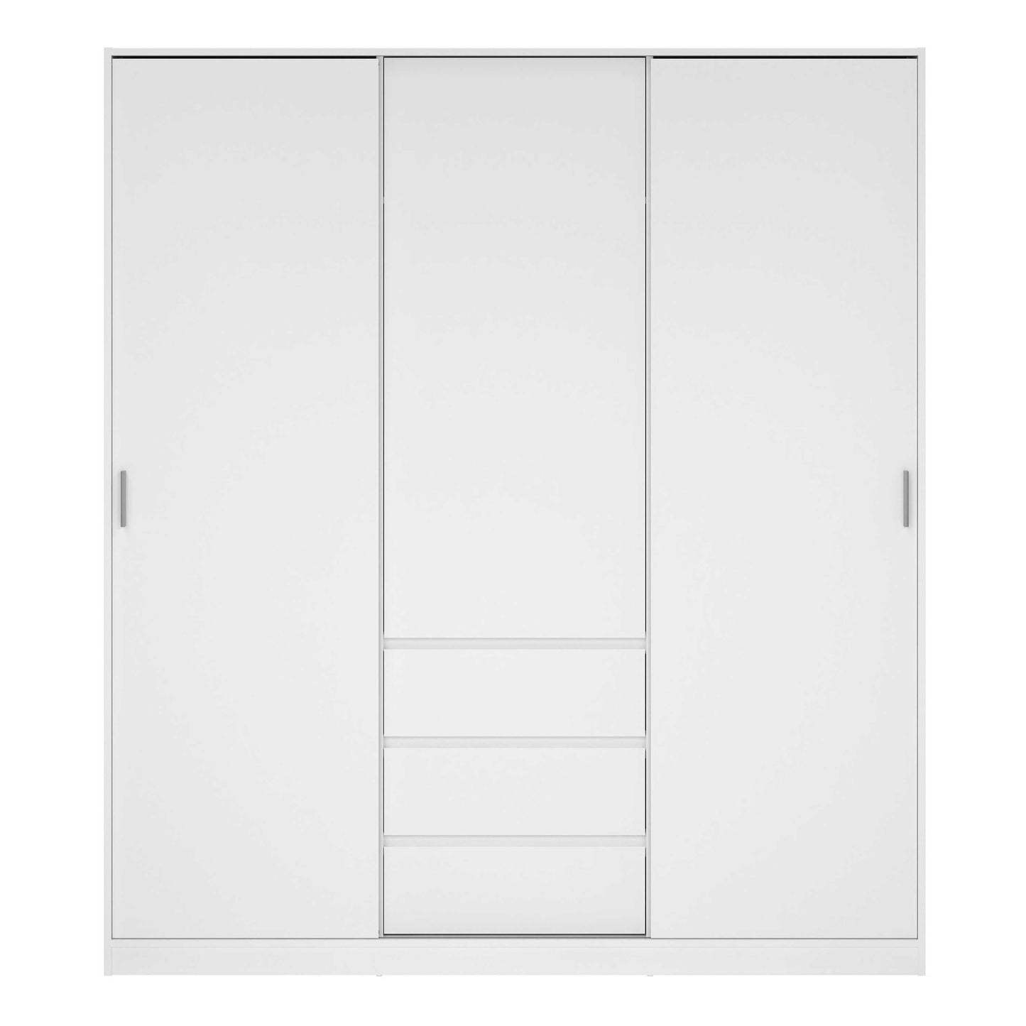 Budapest White Wooden Wardrobe 3 Doors 3 Drawers