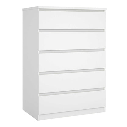 Budapest White Wooden Storage Chest 5 Drawers