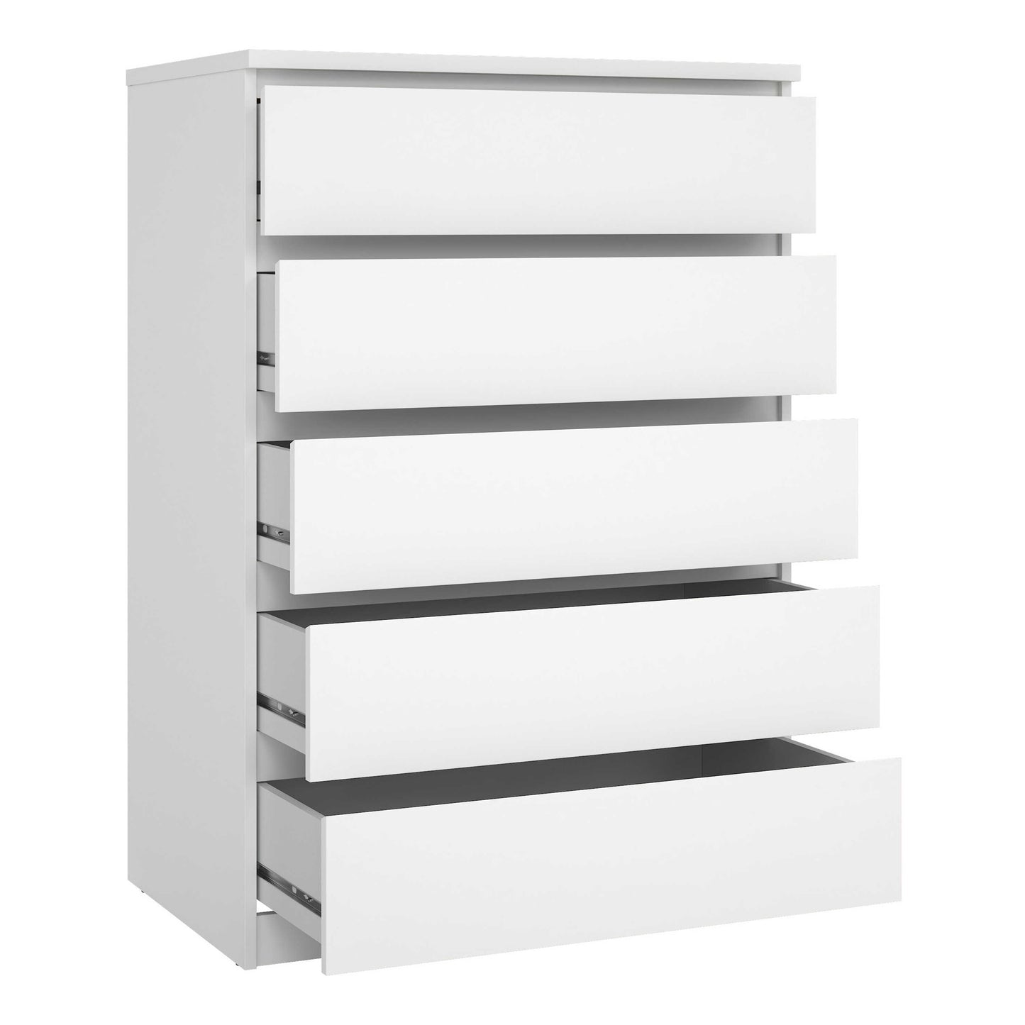 Budapest White Wooden Storage Chest 5 Drawers