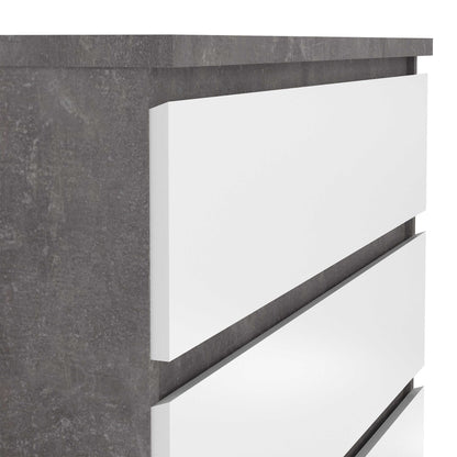 Budapest Tall Concrete Effect and White Wooden Chest of 5 Drawers