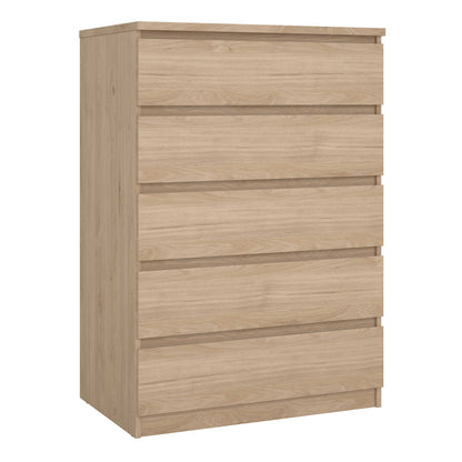 Budapest Tall Natural Oak Effect Wooden Chest 5 Drawers