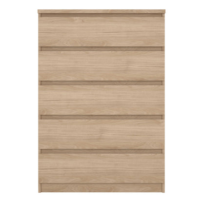 Budapest Tall Natural Oak Effect Wooden Chest 5 Drawers