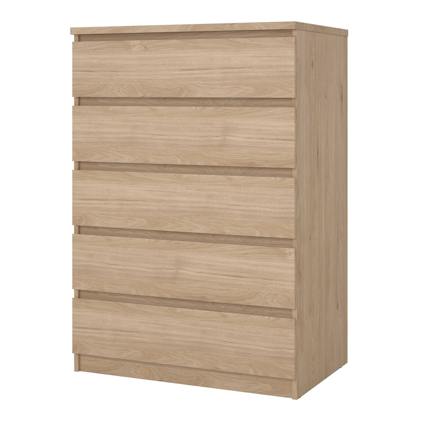 Budapest Tall Natural Oak Effect Wooden Chest 5 Drawers