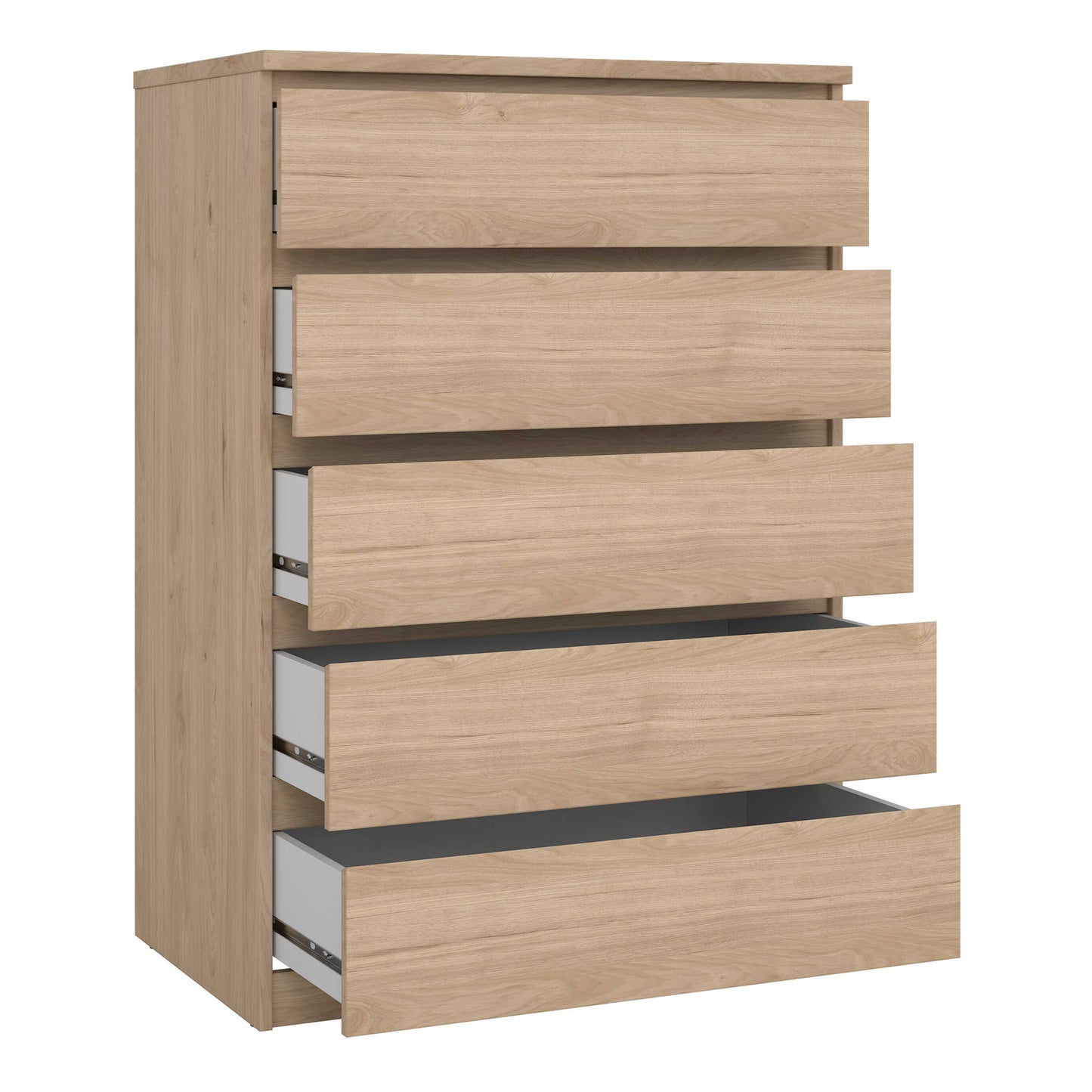 Budapest Tall Natural Oak Effect Wooden Chest 5 Drawers