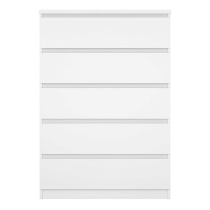 Budapest Tall White Wooden Chest 5 Drawers