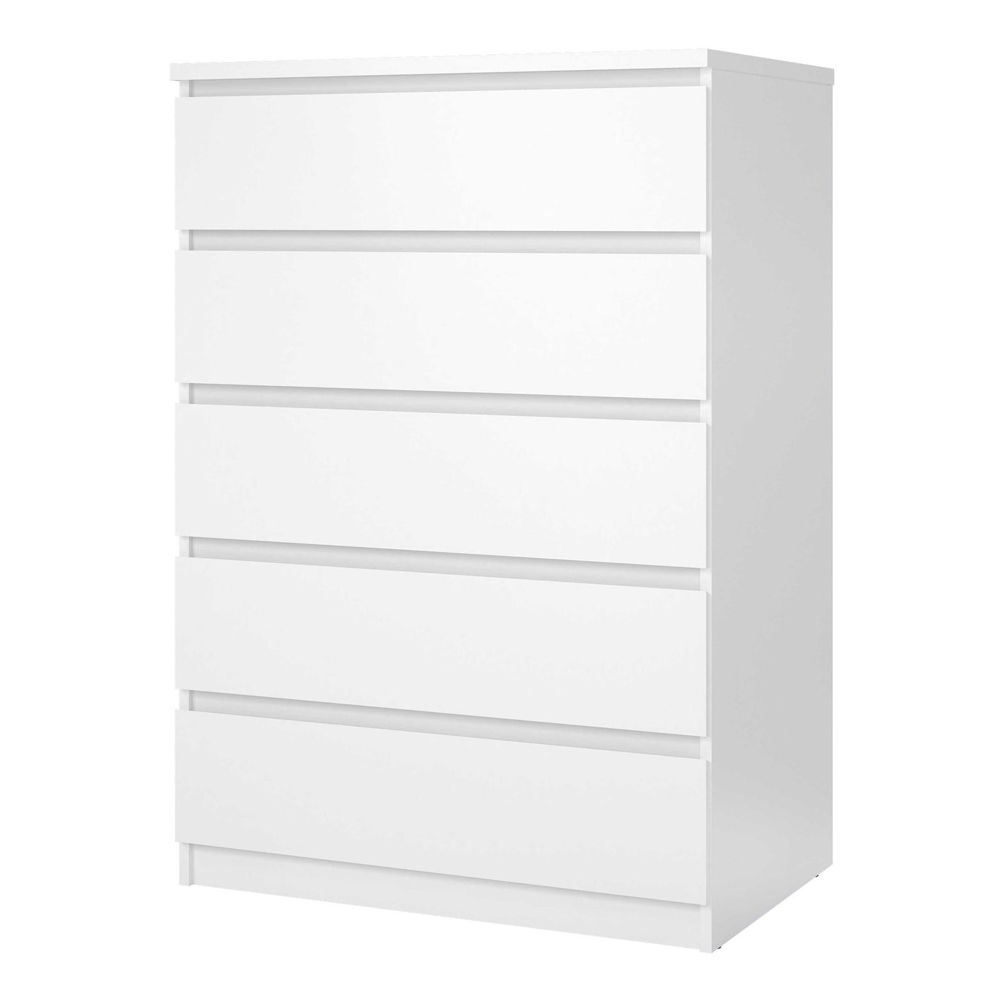 Budapest Tall White Wooden Chest 5 Drawers