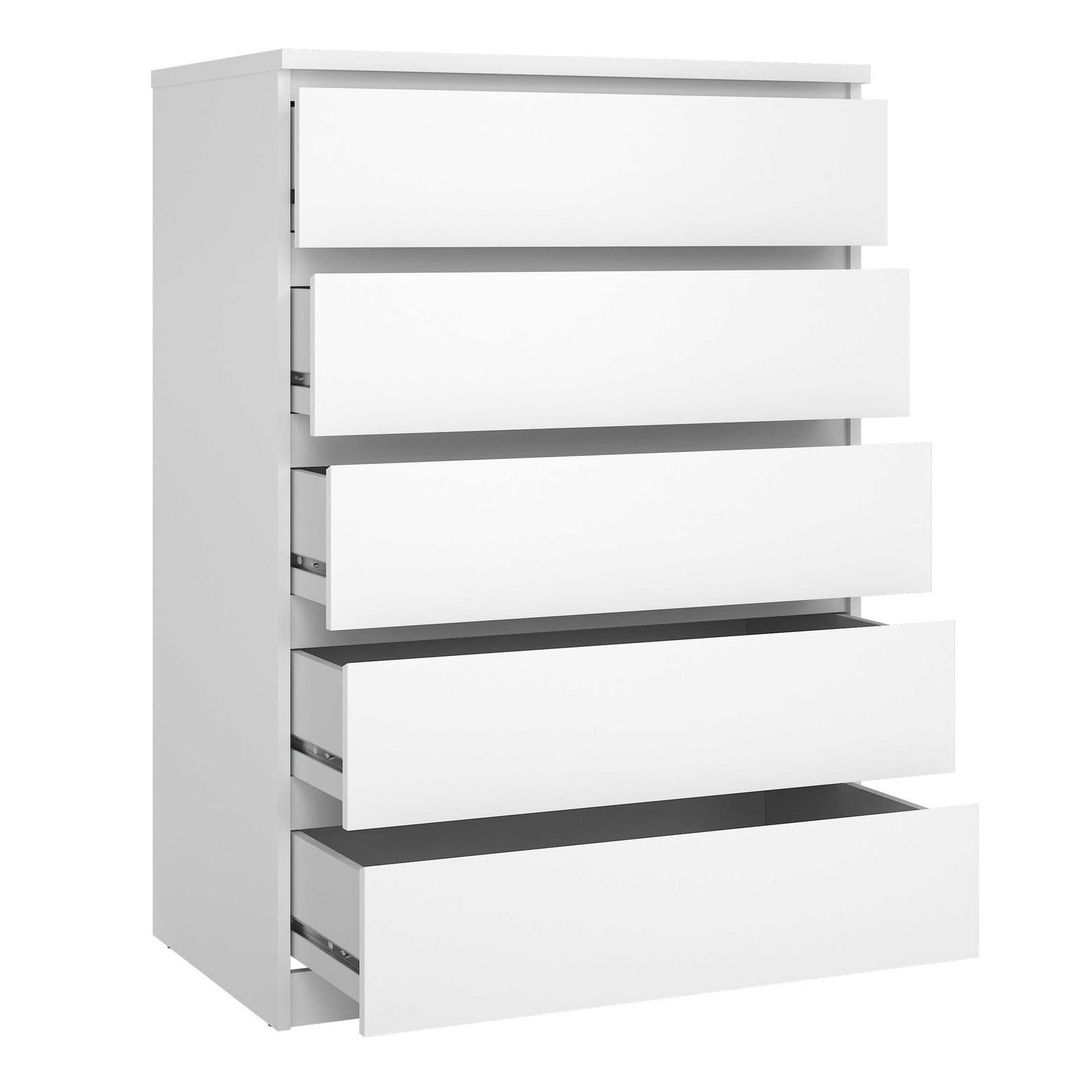 Budapest Tall White Wooden Chest 5 Drawers