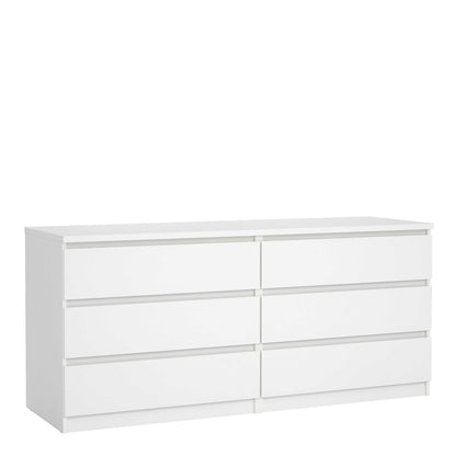 Budapest White Wooden Wide Chest 6 Drawers