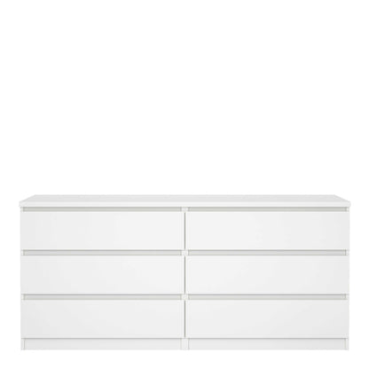Budapest White Wooden Wide Chest 6 Drawers