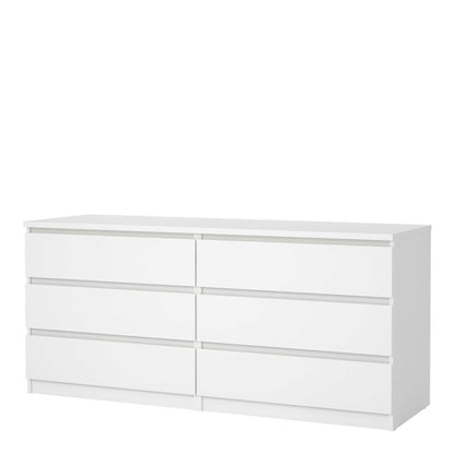 Budapest White Wooden Wide Chest 6 Drawers