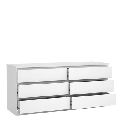 Budapest White Wooden Wide Chest 6 Drawers