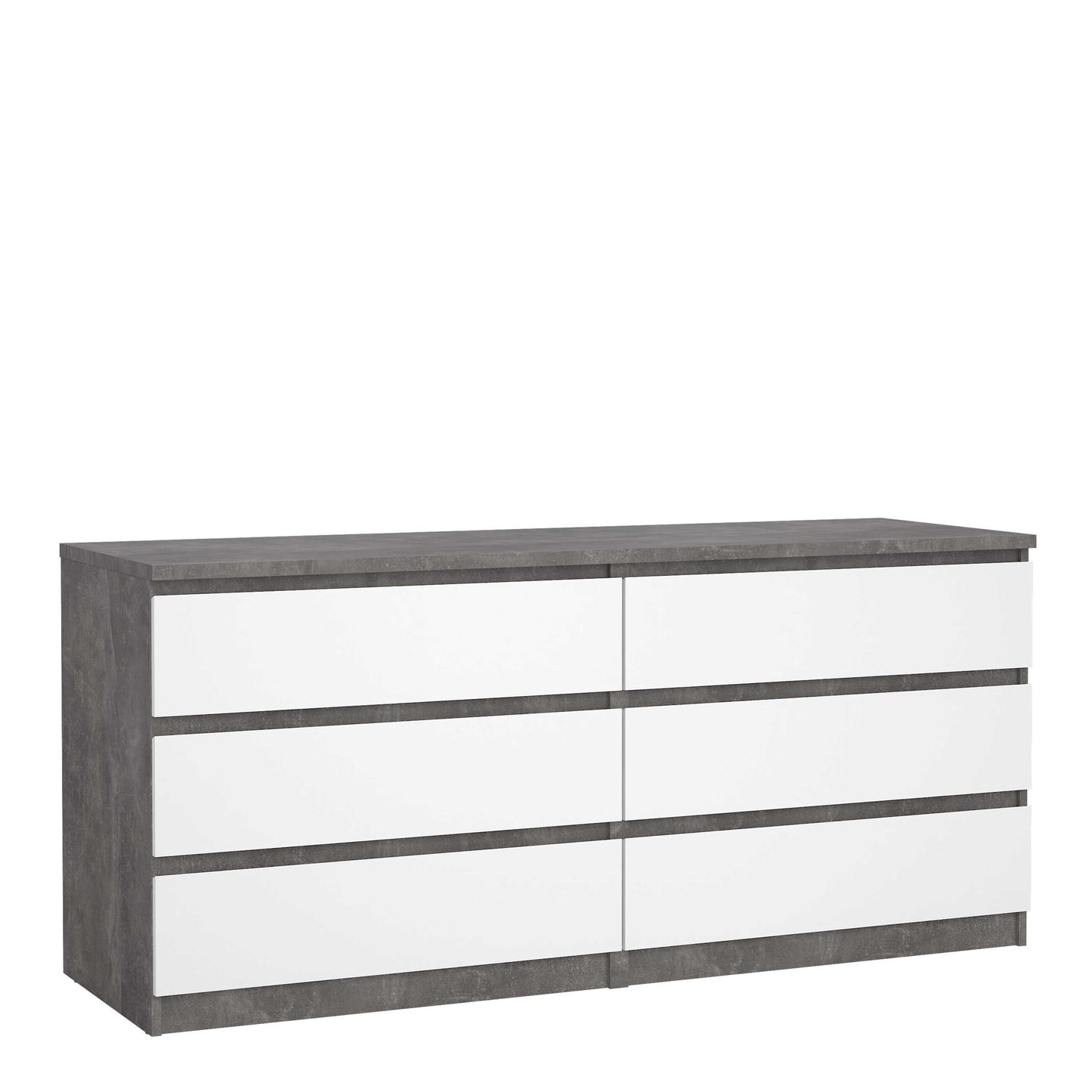 Budapest Concrete Effect and White Wooden Wide Chest 6 Drawers