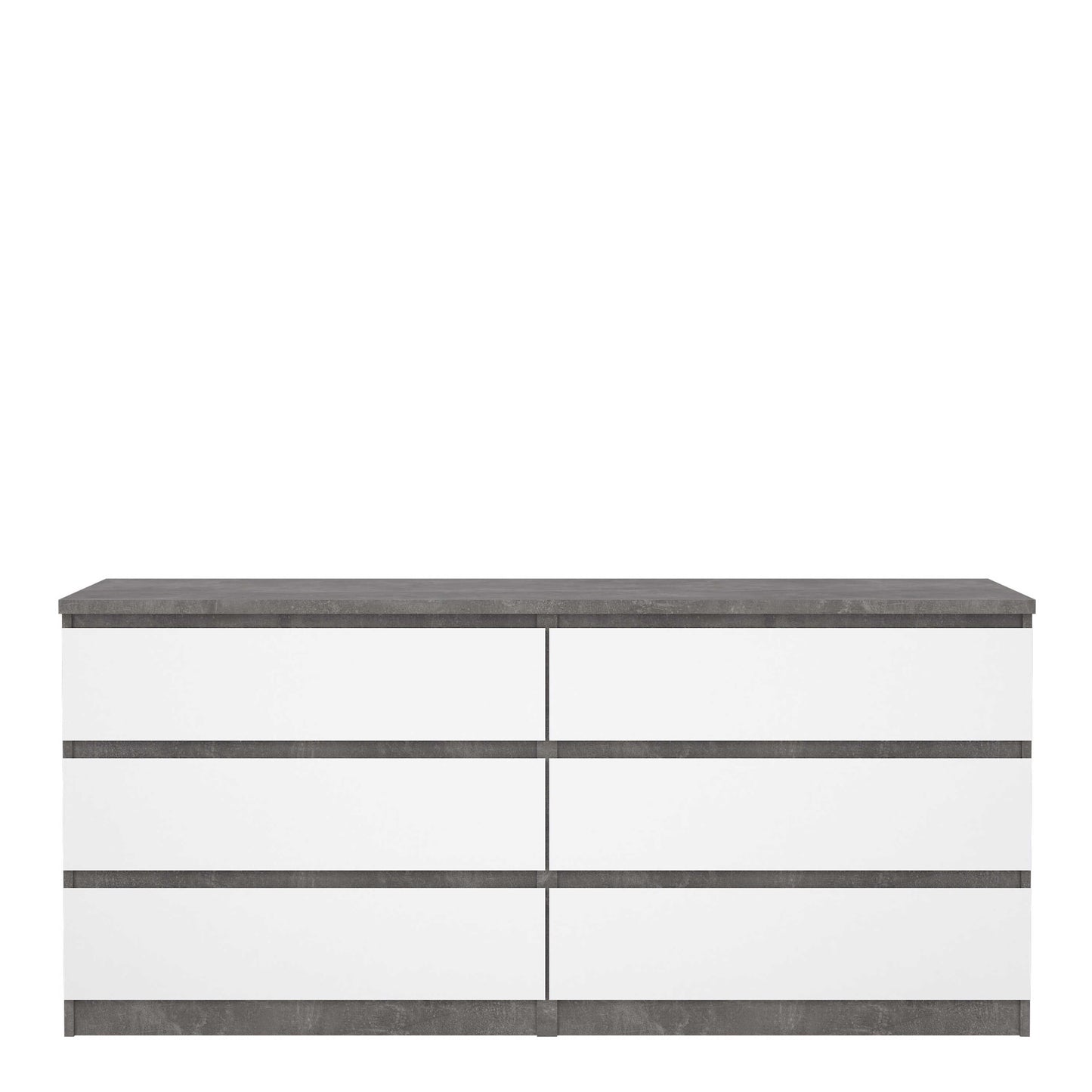 Budapest Concrete Effect and White Wooden Wide Chest 6 Drawers