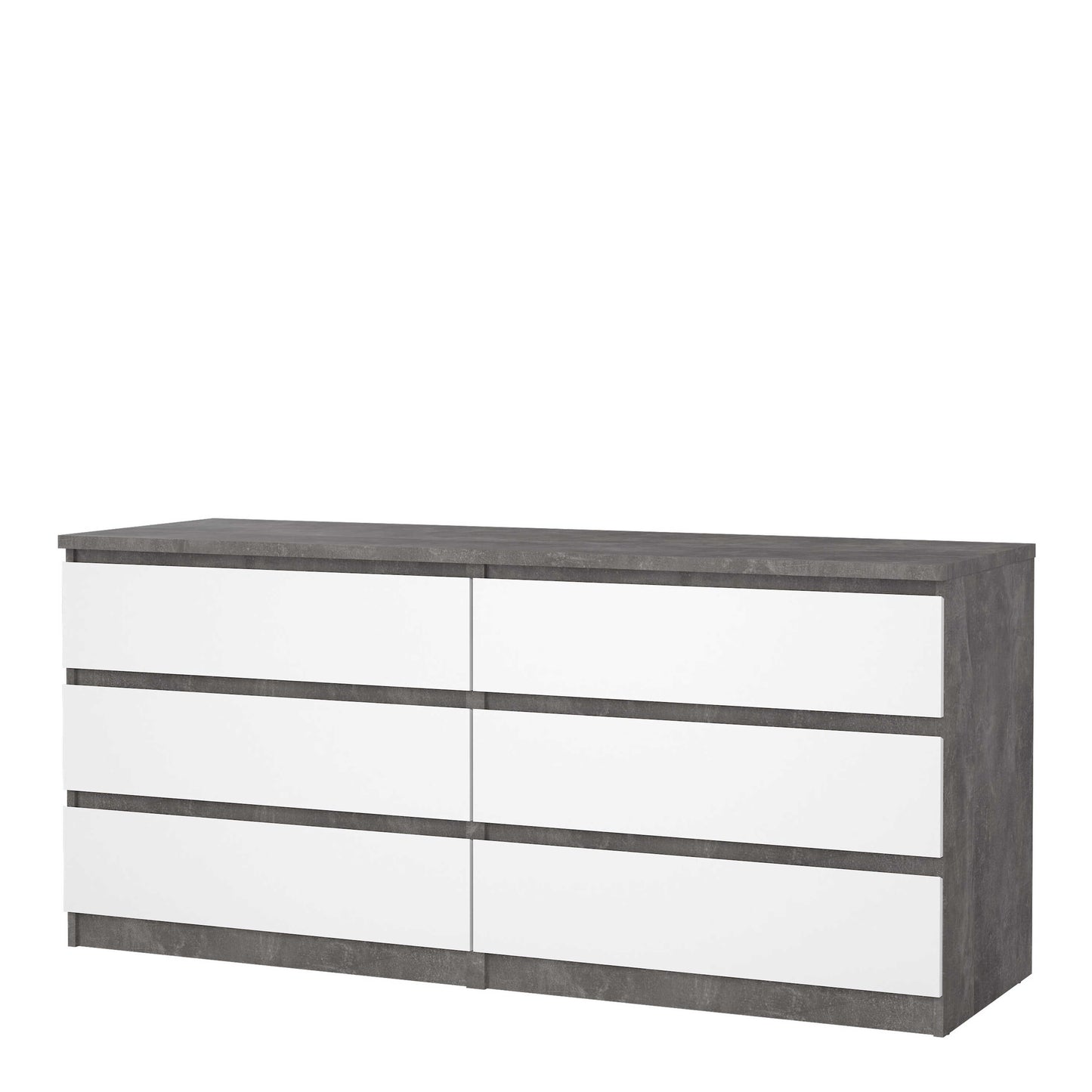 Budapest Concrete Effect and White Wooden Wide Chest 6 Drawers