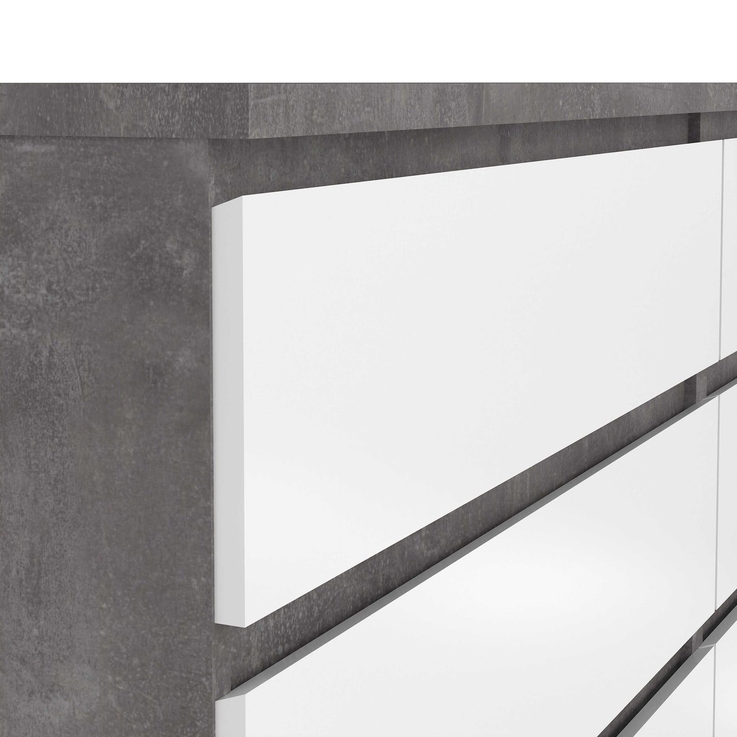 Budapest Concrete Effect and White Wooden Wide Chest 6 Drawers