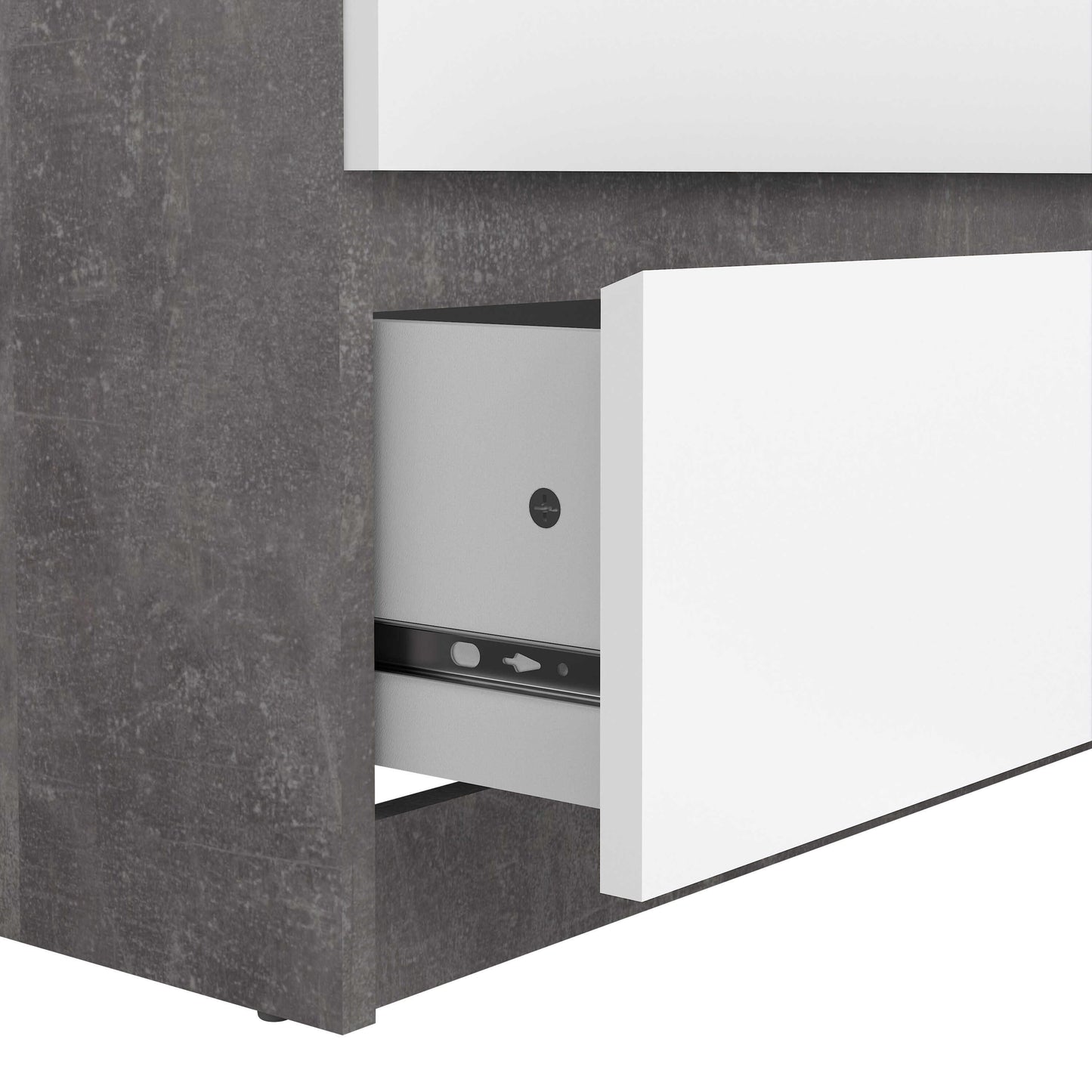 Budapest Concrete Effect and White Wooden Wide Chest 6 Drawers