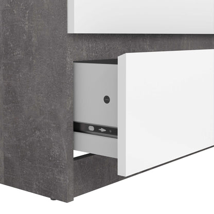 Budapest Concrete Effect and White Wooden Wide Chest 6 Drawers