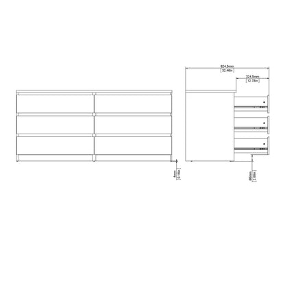 Budapest Concrete Effect and White Wooden Wide Chest 6 Drawers