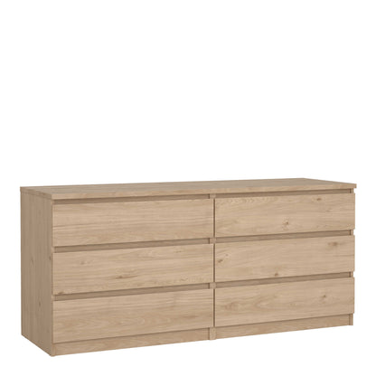 Budapest Natural Oak Effect Wood Wide Chest 6 Drawers