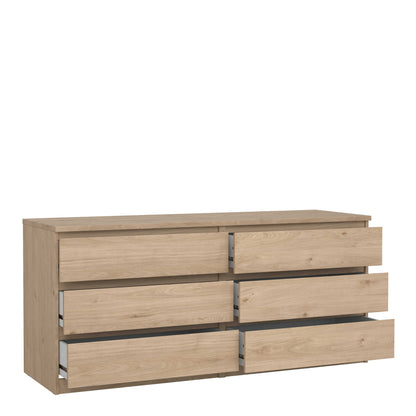 Budapest Natural Oak Effect Wood Wide Chest 6 Drawers