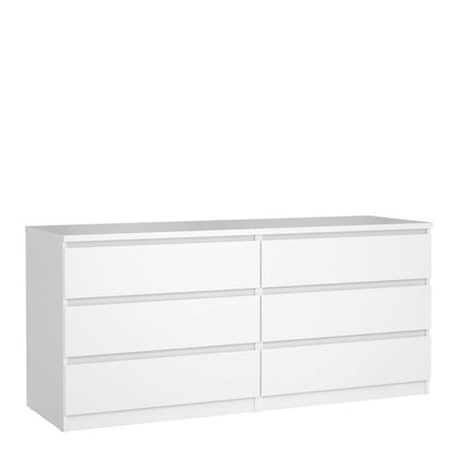 Budapest White Wooden Wide Chest 6 Drawers