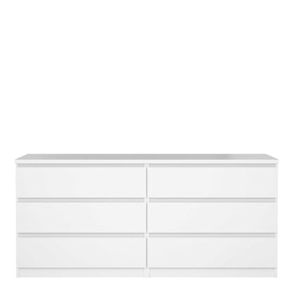 Budapest White Wooden Wide Chest 6 Drawers