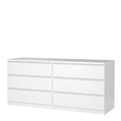 Budapest White Wooden Wide Chest 6 Drawers