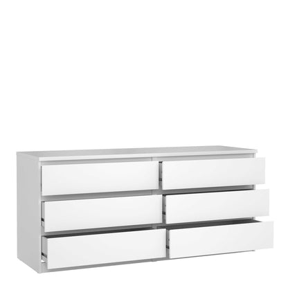 Budapest White Wooden Wide Chest 6 Drawers