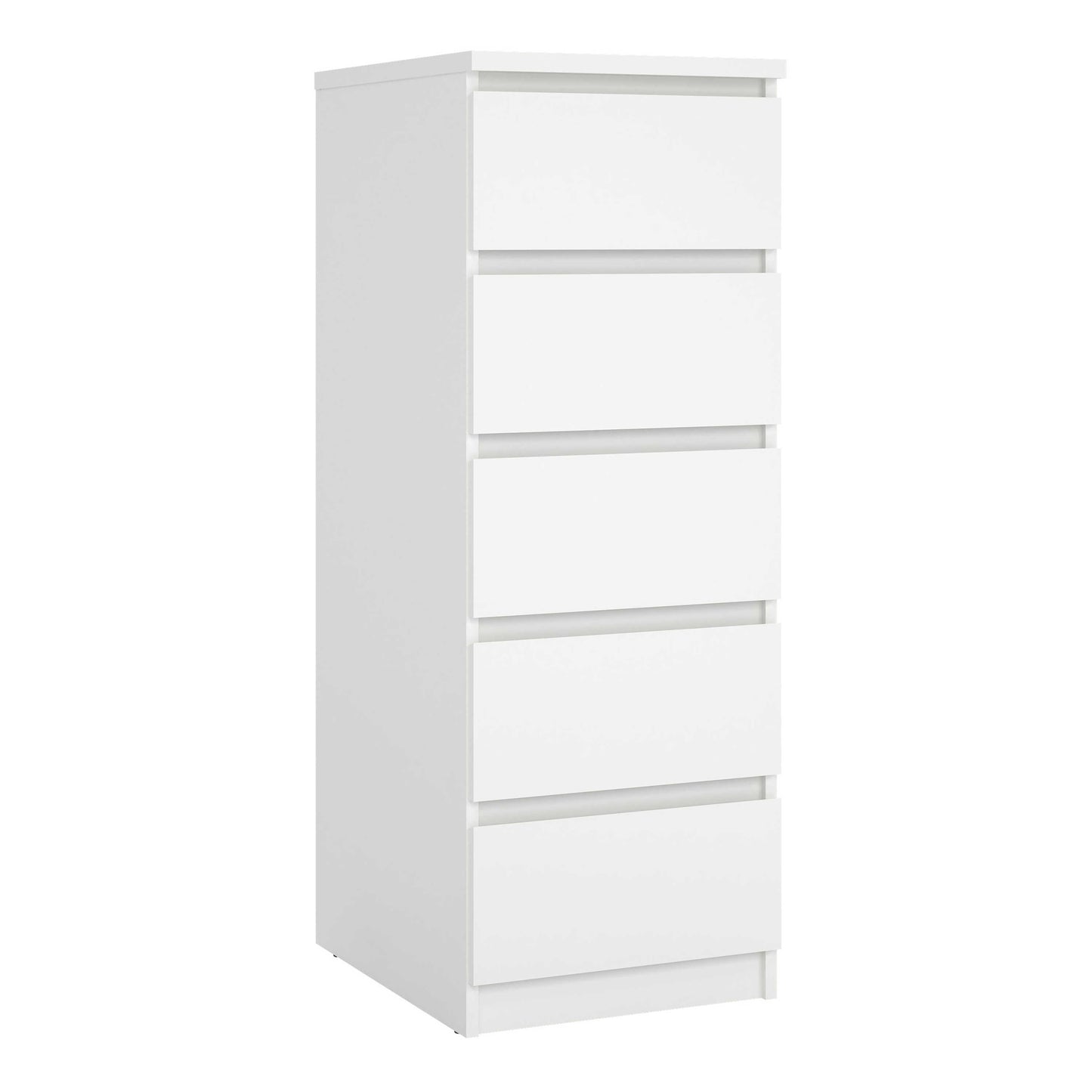 Budapest White Wooden Narrow Chest 5 Drawers