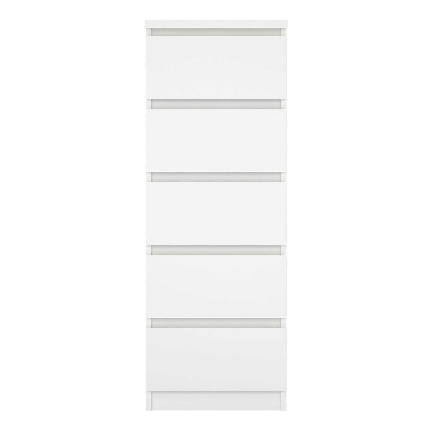 Budapest White Wooden Narrow Chest 5 Drawers