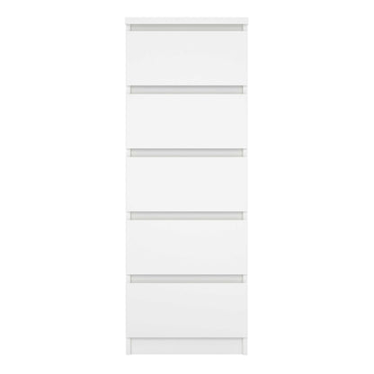 Budapest White Wooden Narrow Chest 5 Drawers