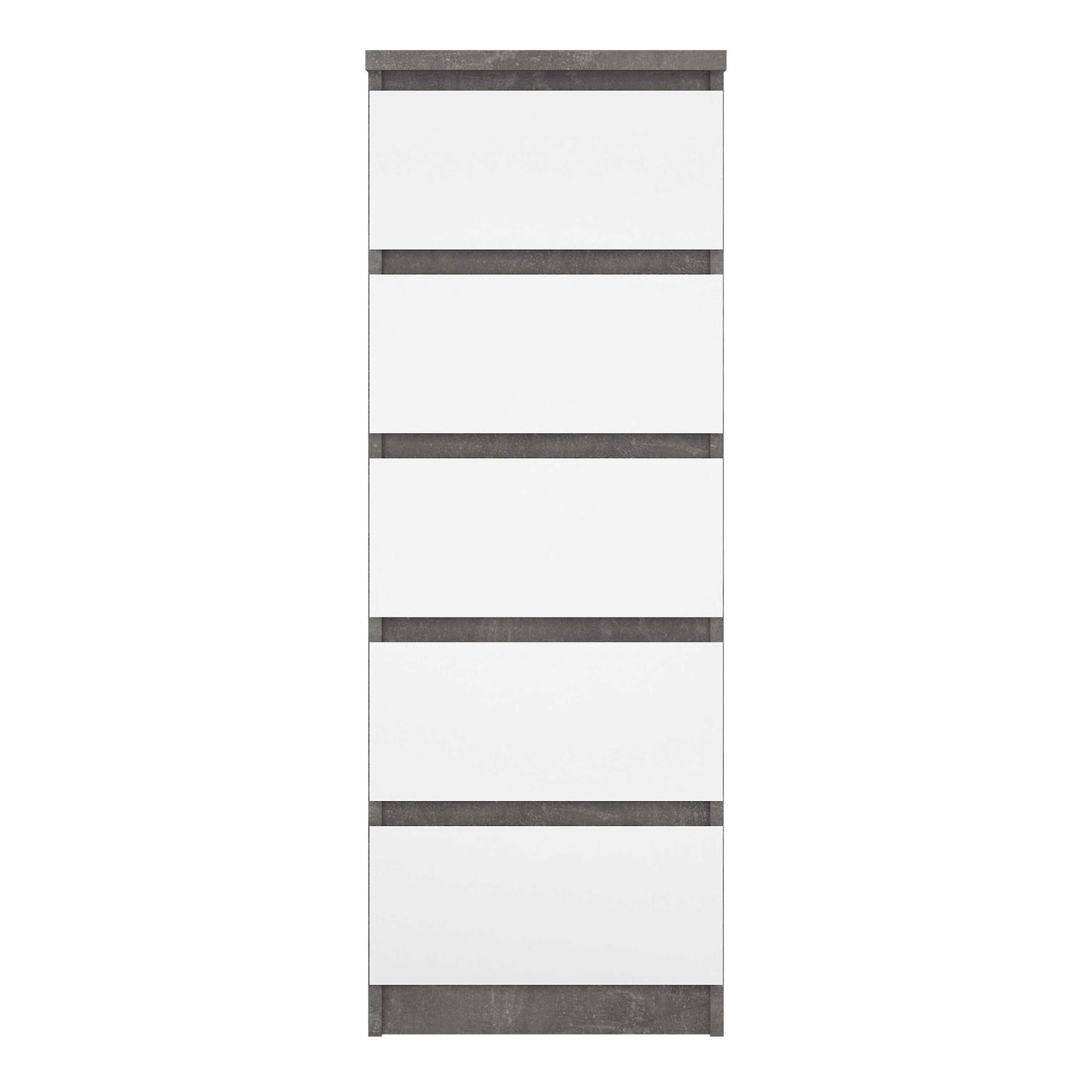 Budapest Concrete Effect and White Wood Narrow Chest 5 Drawers